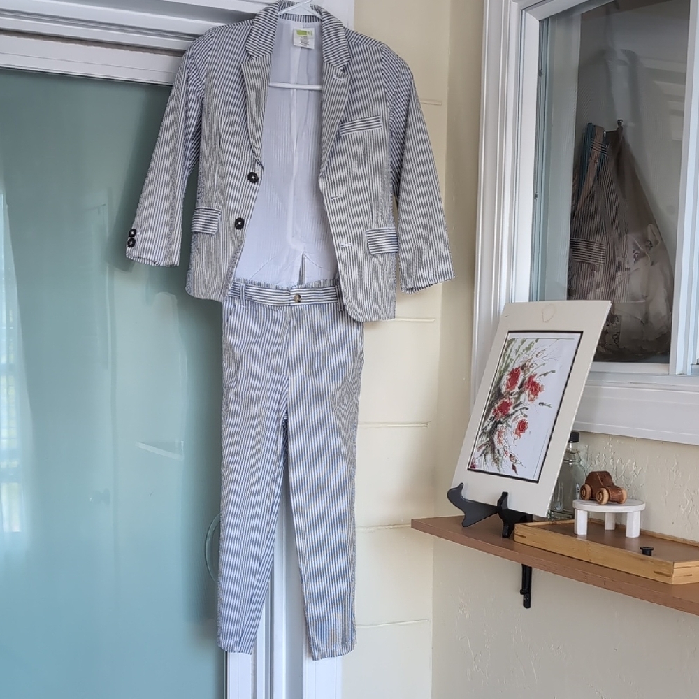 Crazy 8 Blue and White Striped Suit Set